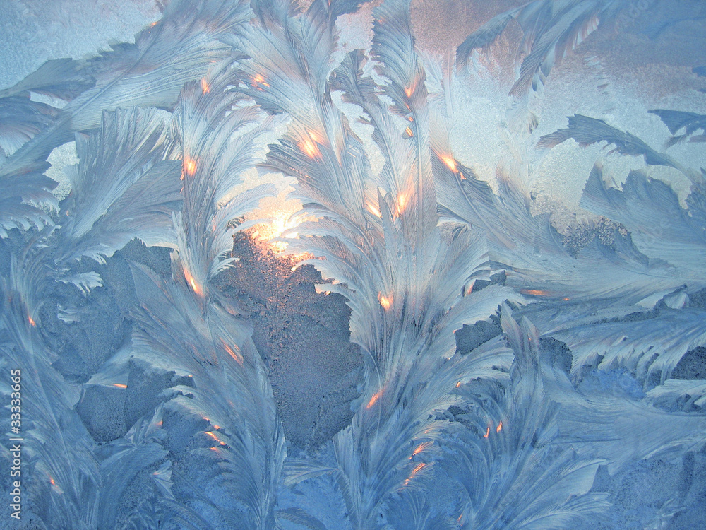 Fototapeta premium frost and sun on winter glass