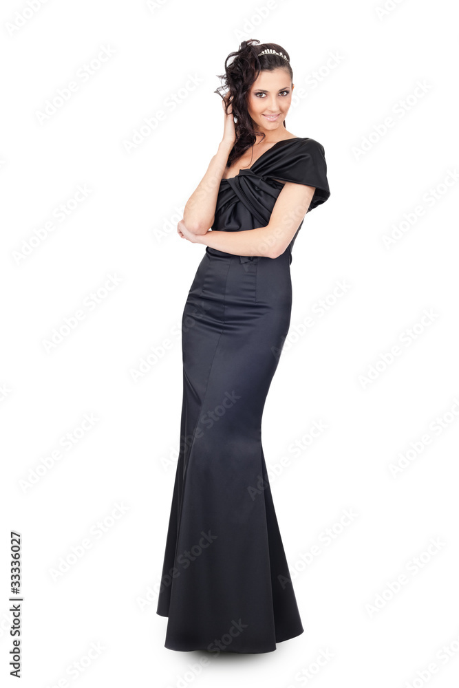 woman in long elegant dress