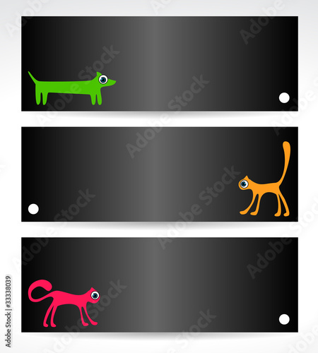 black  cards with cats and dog
