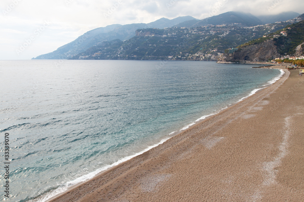 Italy, Amalfi Coast. The beach in Maiori