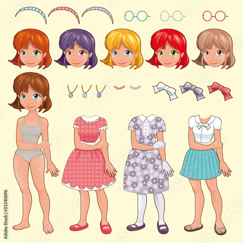 Female avatar. Vector illustration, isolated objects.