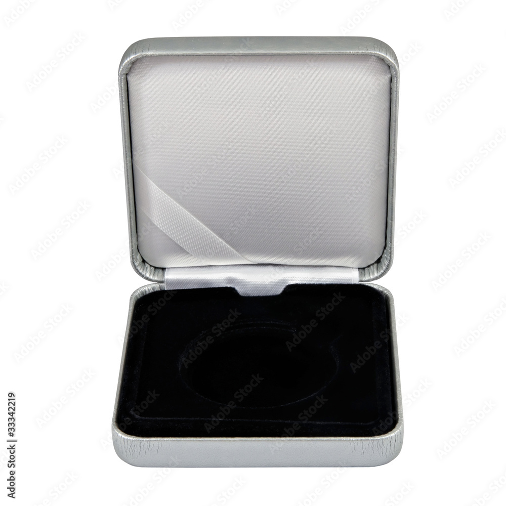 stylish opened leather silver case with black interior isolated stylish opened leather silver case with black interior isolated