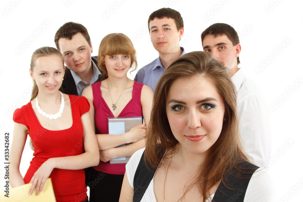 students happy group isolated on white students happy group isolated on white