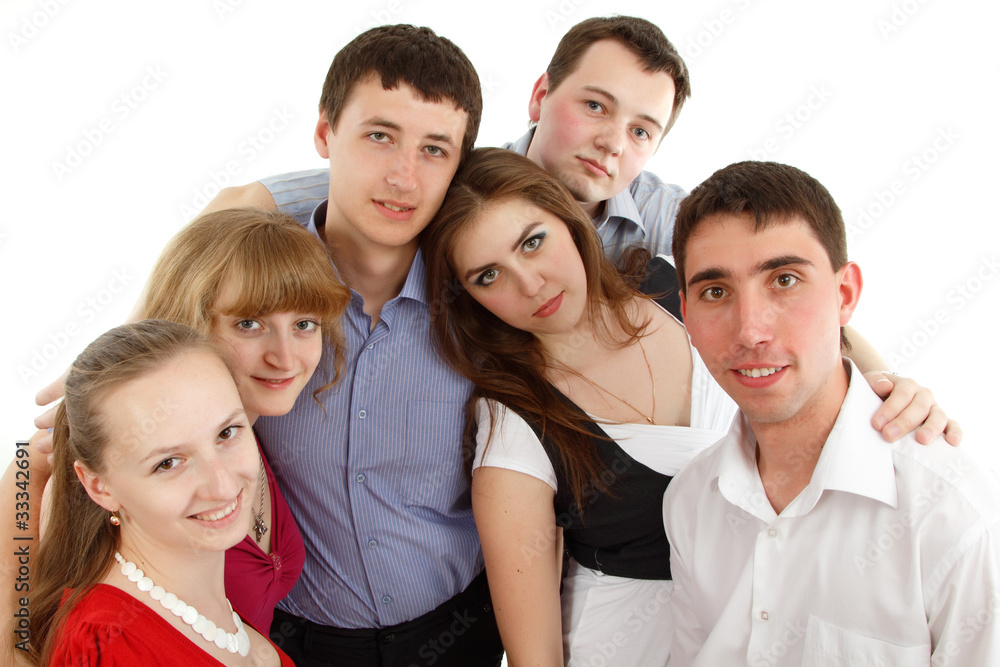 students happy group isolated on white students happy group isolated on white