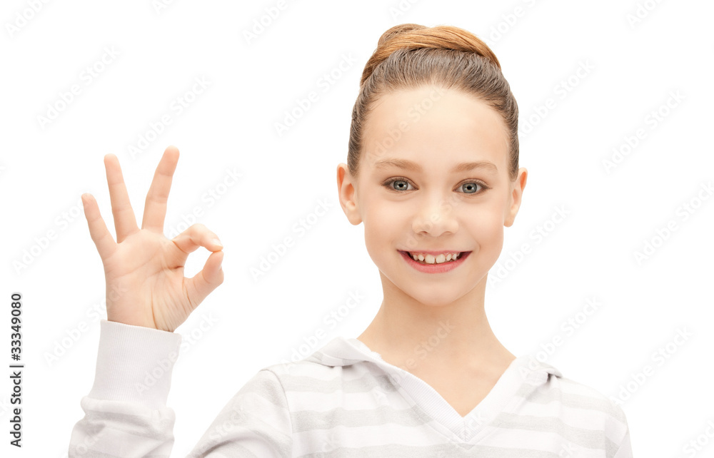 lovely teenage girl showing ok sign lovely teenage girl showing ok sign