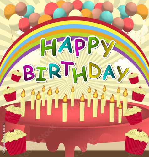 Birthday Card Vector Template