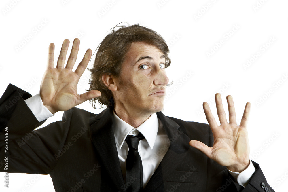 young businessman crushed on a glass young businessman crushed on a glass
