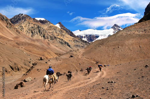 Trekking near Aconcagua in Mendoza, Argentina. photo