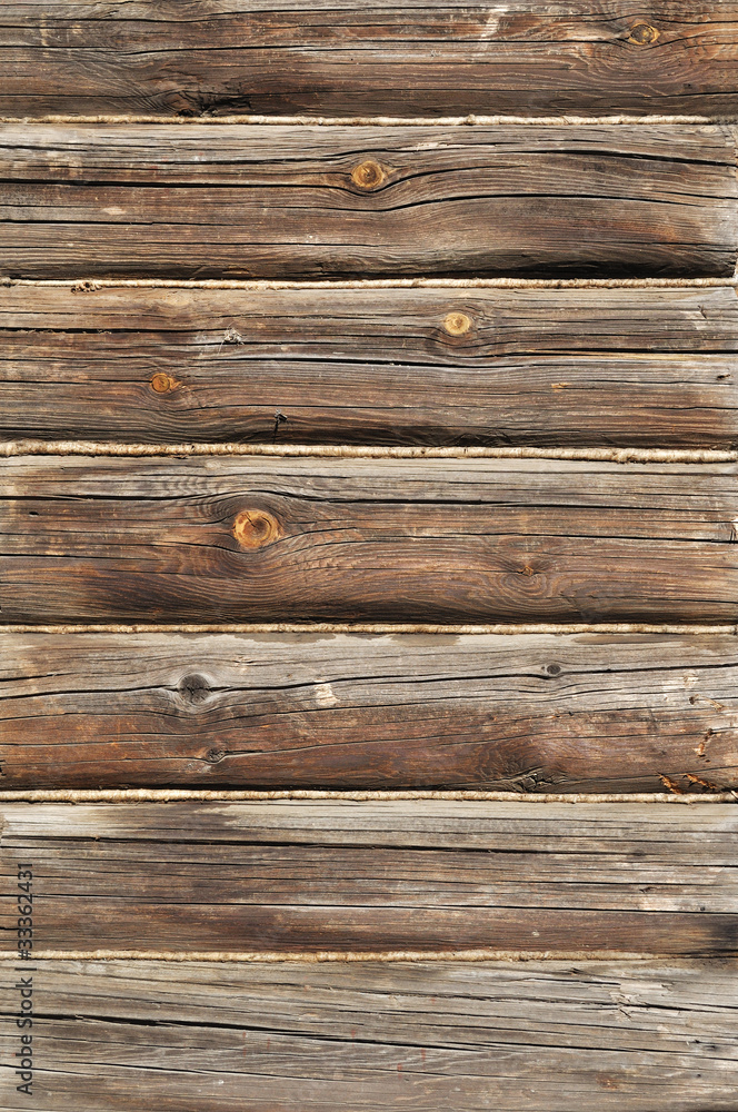 Old log wall background Old log wall background