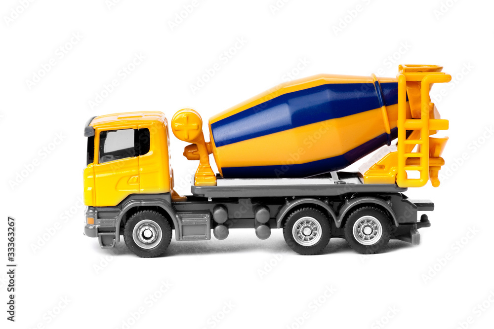 toy yellow truck concrete mixer