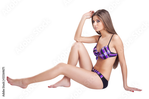 Beautiful Woman Sitting in Swimwear