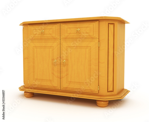 wooden cabinet isolated over white background