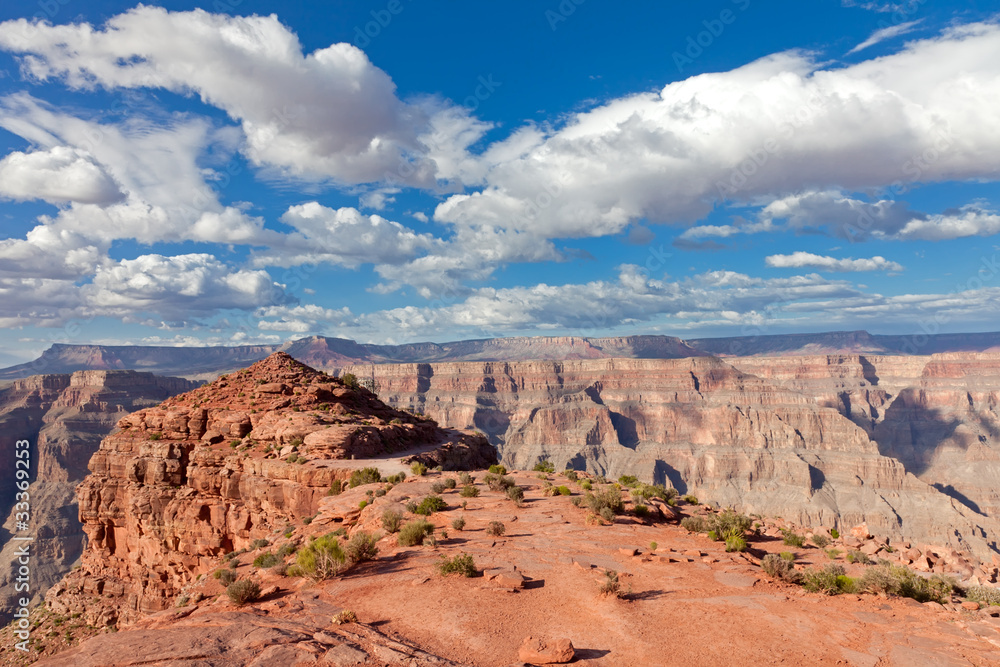 Grand canyon with blue sky and clouds