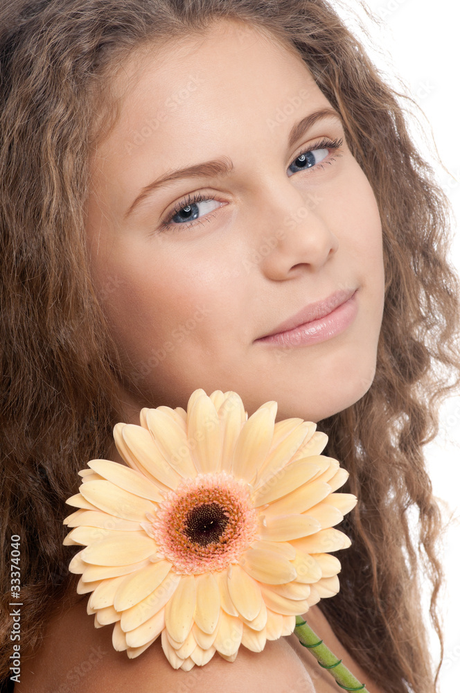 beautiful girl with perfect skin and flower beautiful girl with perfect skin and flower