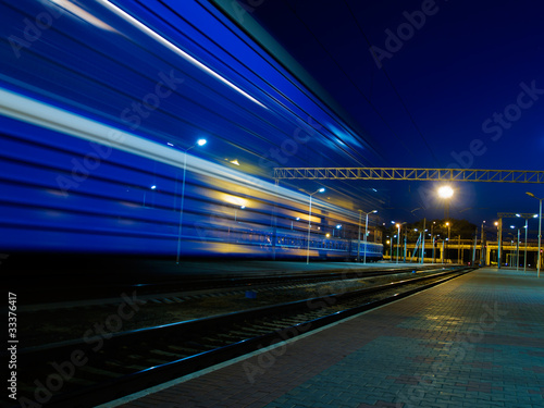 blue speeding train blur