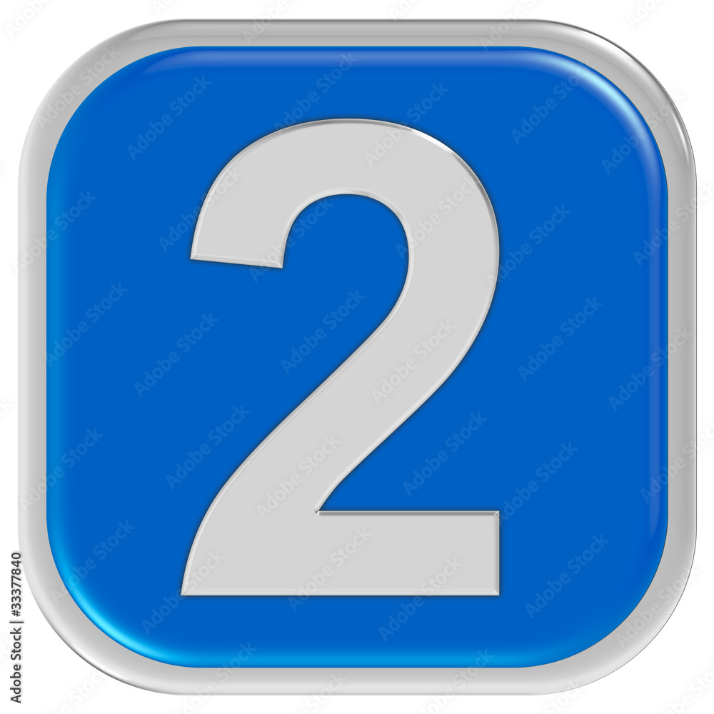 Button blau Ecken rund Rand ZAHL 2 Button blau Ecken rund Rand ZAHL 2