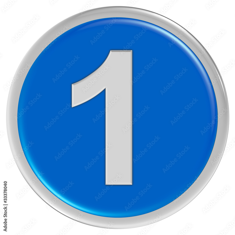 Button blau rund Rand ZAHL 1 Button blau rund Rand ZAHL 1