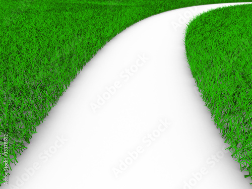 road on grass. Isolated 3D ...