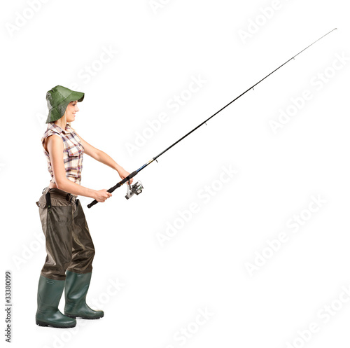 Young fisherwoman posing