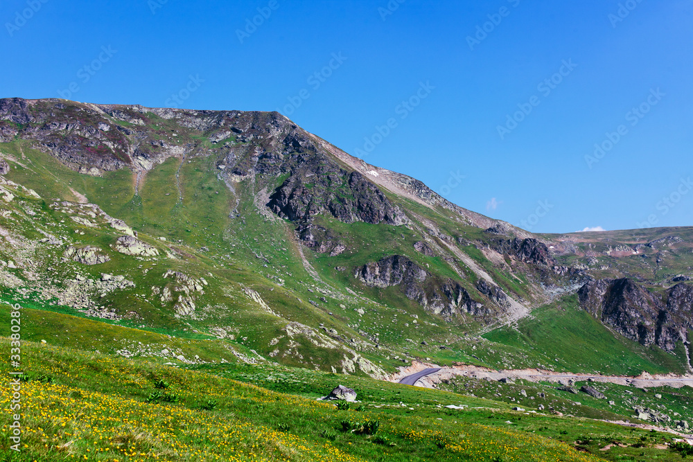 Landscape with Iezer peak of Parang mountains in Romania