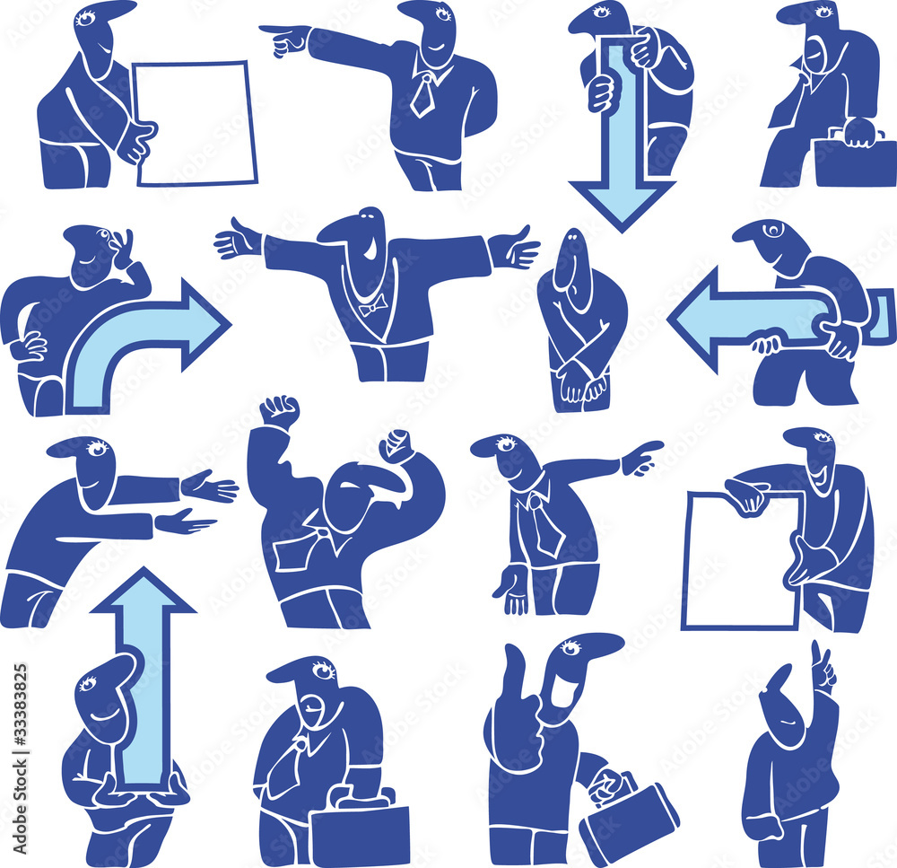silhouettes of office workers. pointers silhouettes of office workers. pointers