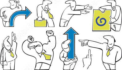 contour drawing office workers, indicating the direction.