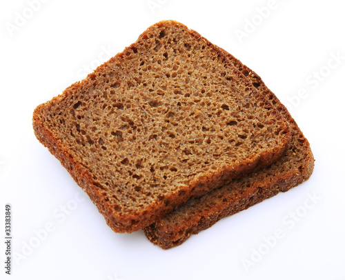 Slices of rye bread over white
