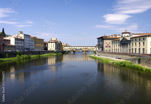 Toskana-Florenz - Fluß Arno mit der Brücke - Ponte Vecchio
