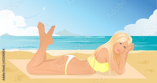 Woman laying on the beach