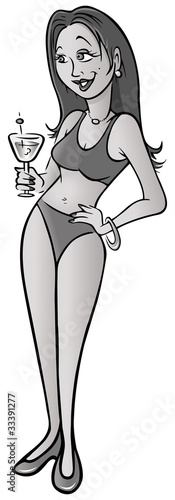 model with martini in bikini
