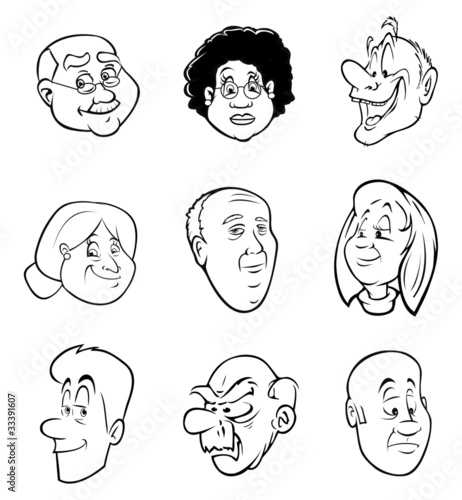 old people faces outline