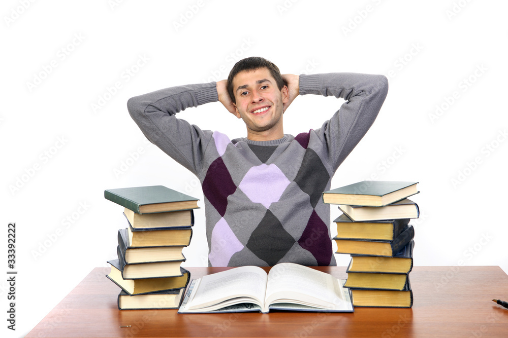 the guy is sitting among the books the guy is sitting among the books