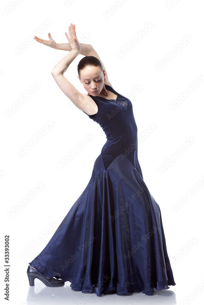 young woman dancing flamenco isolated on white young woman dancing flamenco isolated on white