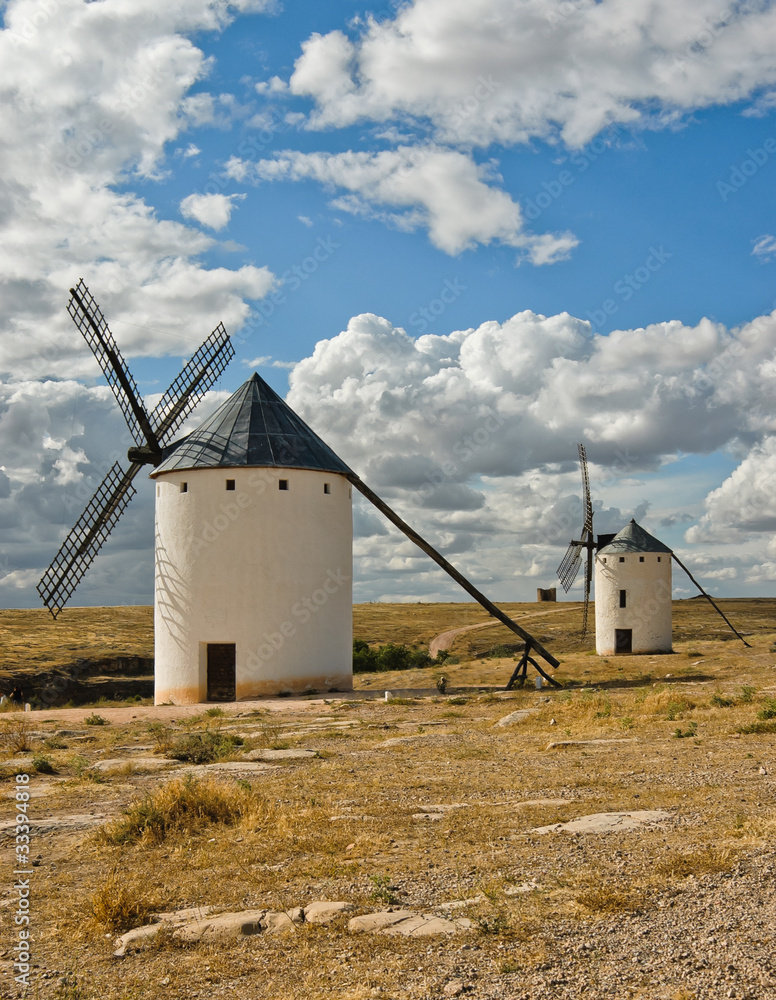 Medieval windmills on a hill
