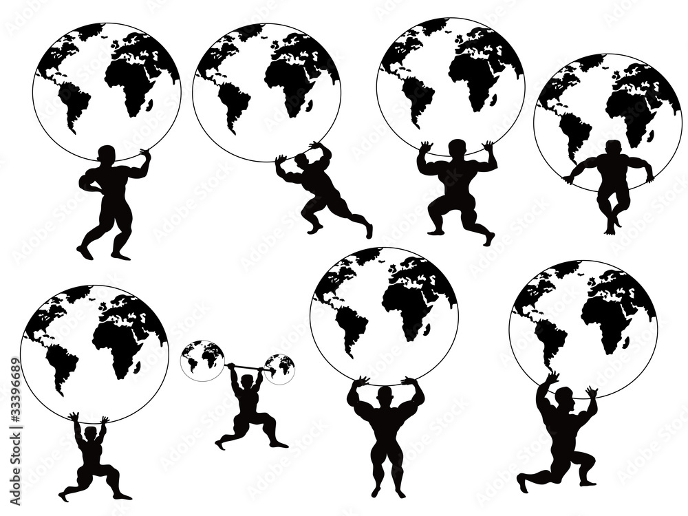 Obraz premium strong man lifting earth