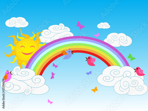 colorful rainbow in sunny day