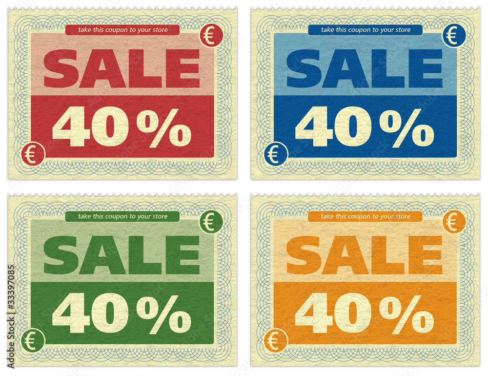Fototapeta premium Vintage Sale Coupon 40%