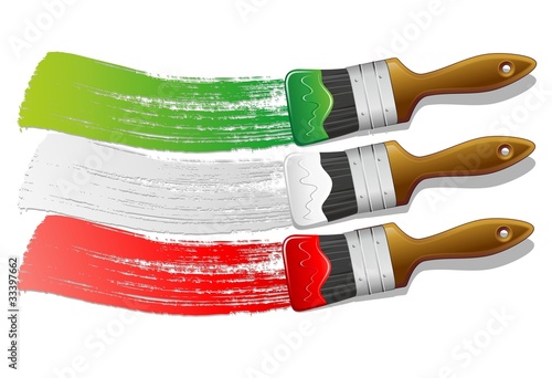 Italia Bandiera Vernice e Pennello-Italian Flag Color Brushes photo