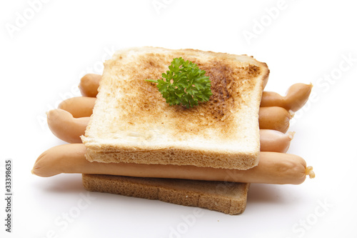 Toastbrot mit Knackwurst photo