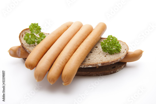 Knackwurst auf Brot photo