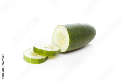 A sliced green cucumber
