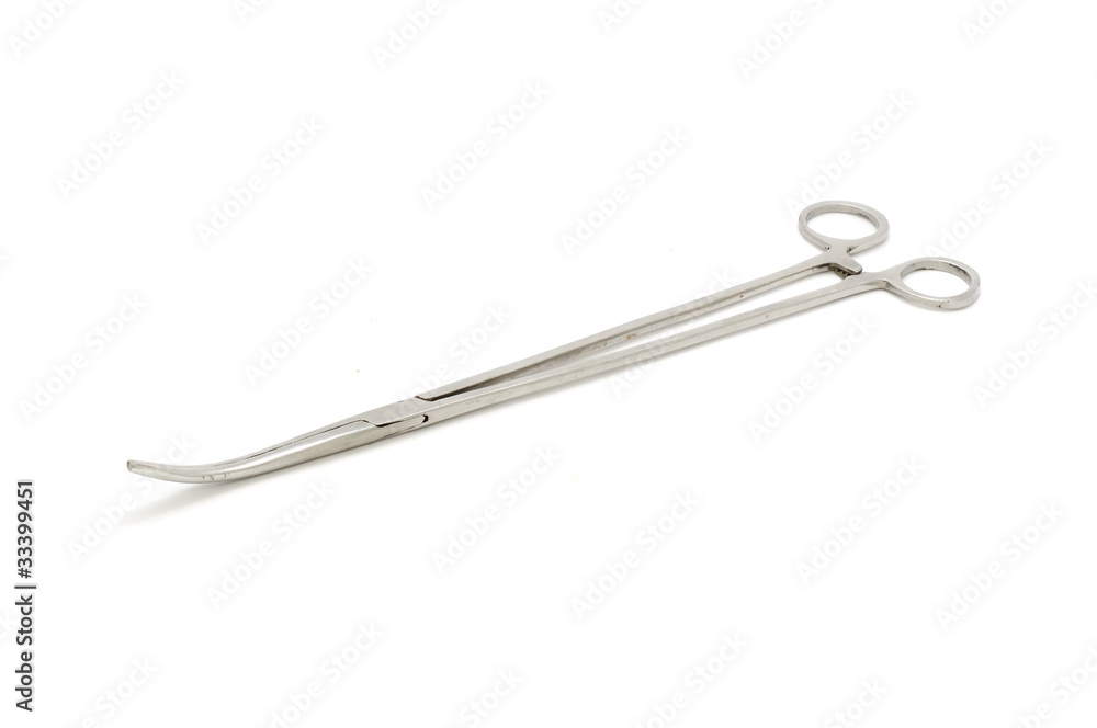 Hemostat with Curved Tip Isolated on White Background Hemostat with Curved Tip Isolated on White Background