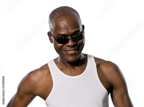 Portrait of man looking through sunglasses