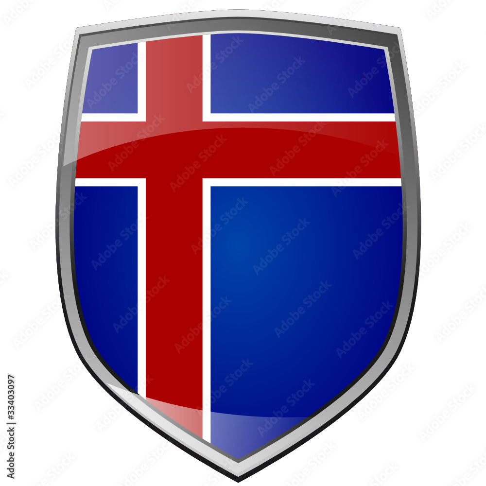 Obraz premium Shield with the flag of Iceland