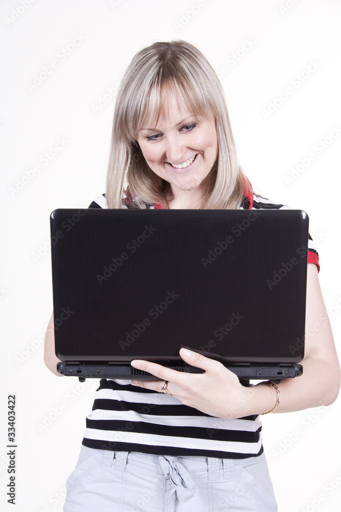 Smiling pretty girl with notebook Smiling pretty girl with notebook