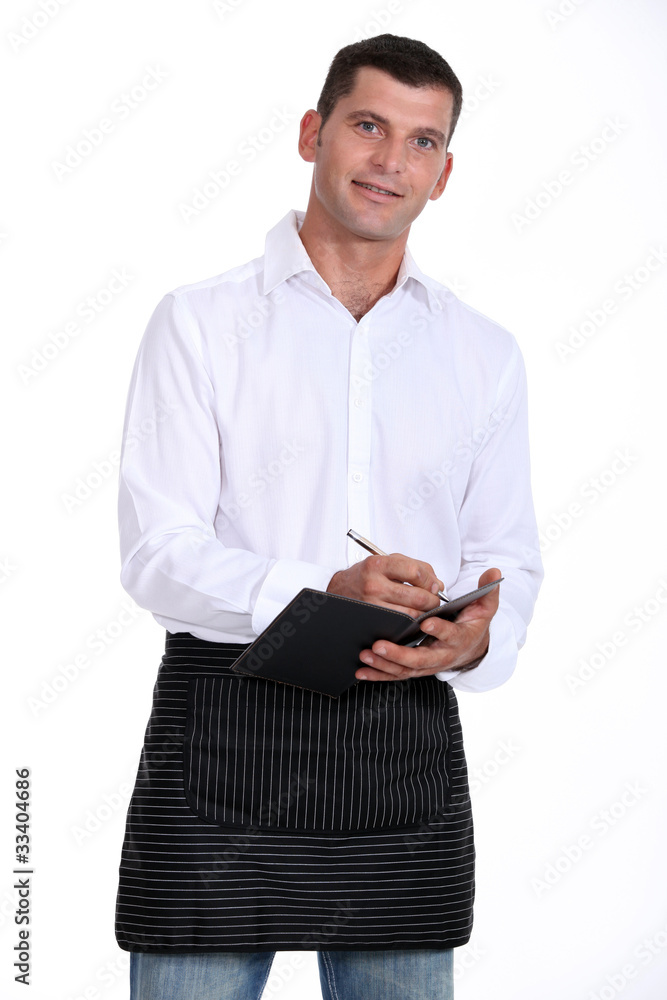 Casual waiter taking an order Casual waiter taking an order
