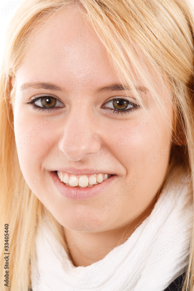 Smiling blonde woman close-up portrait Smiling blonde woman close-up portrait