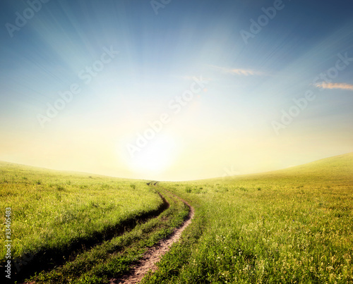 Rural path to sunrise