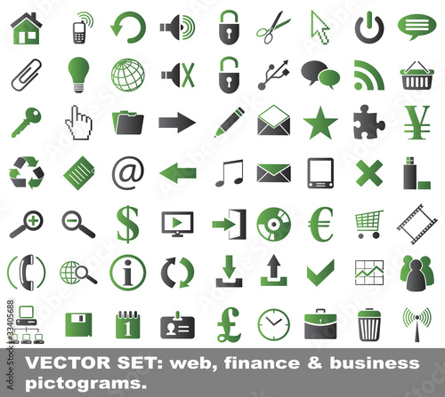 Vector set web finance business pictograms