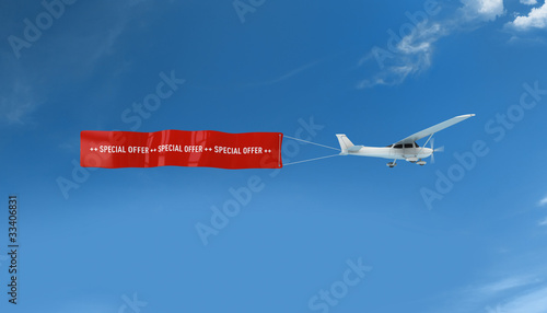 Über den Wolken - Flugzeug mit Banner special offer